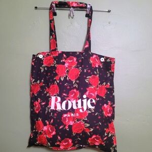 Rouje Paris Floral Reusable Tote Bag – Red Roses Print